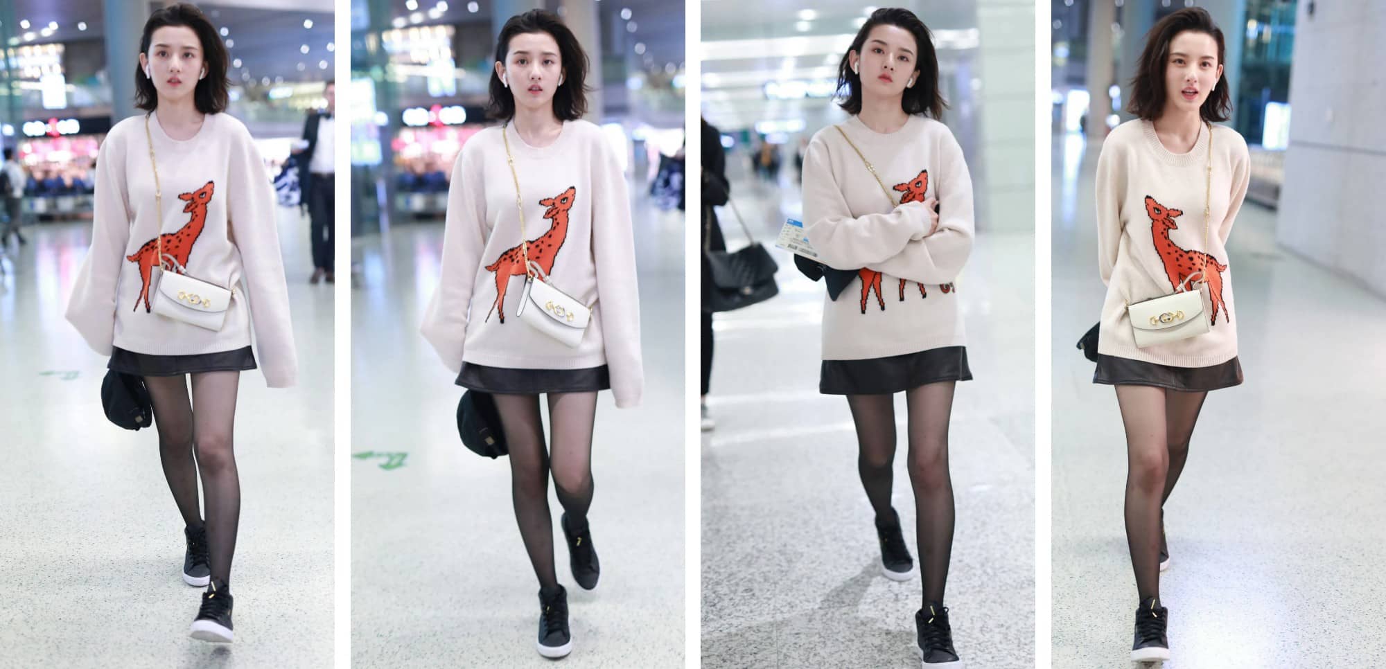 宋祖儿，丝袜穿搭机场私服街拍