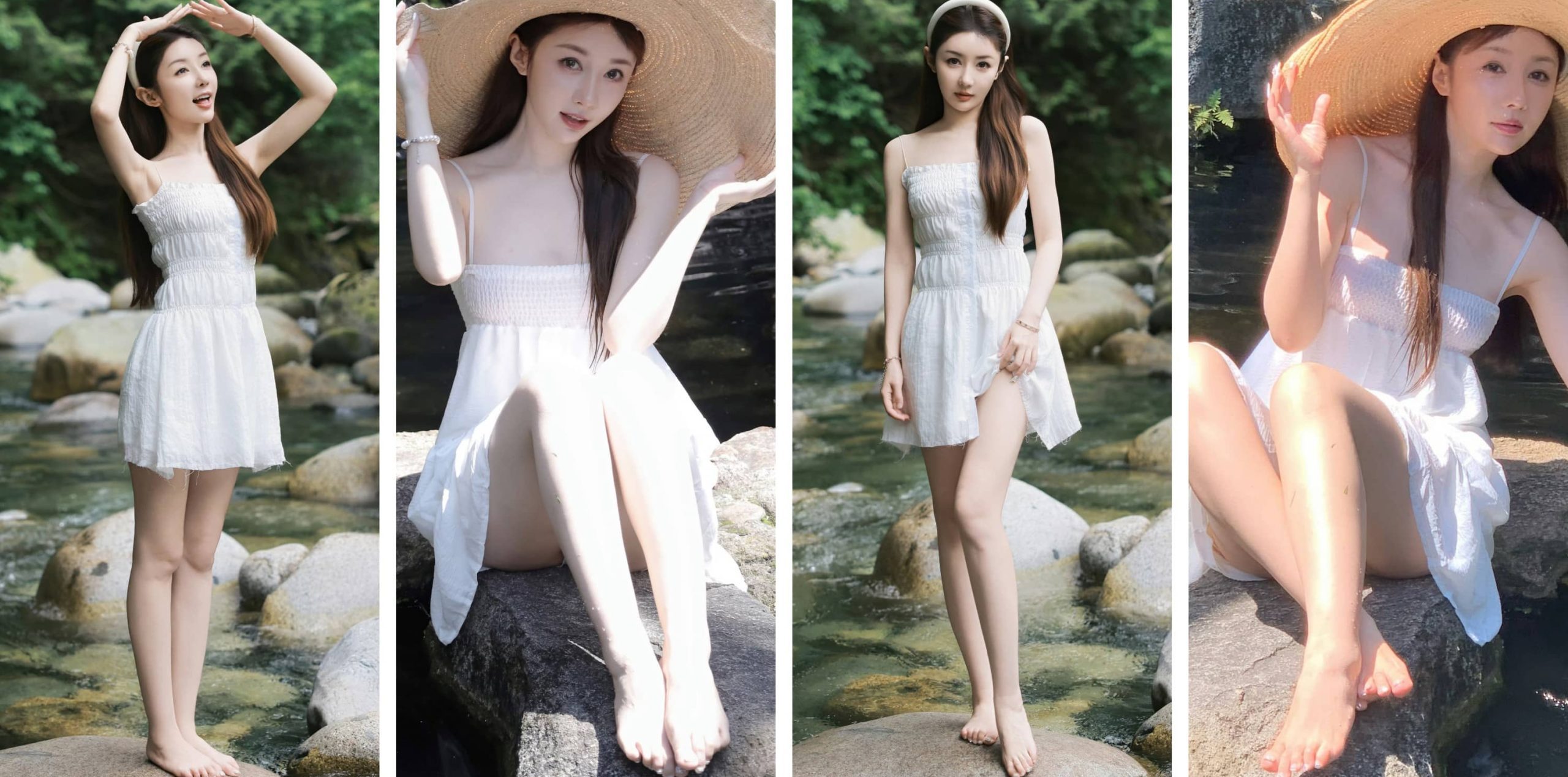 上淇壁纸：白裙光脚丫美腿妆造