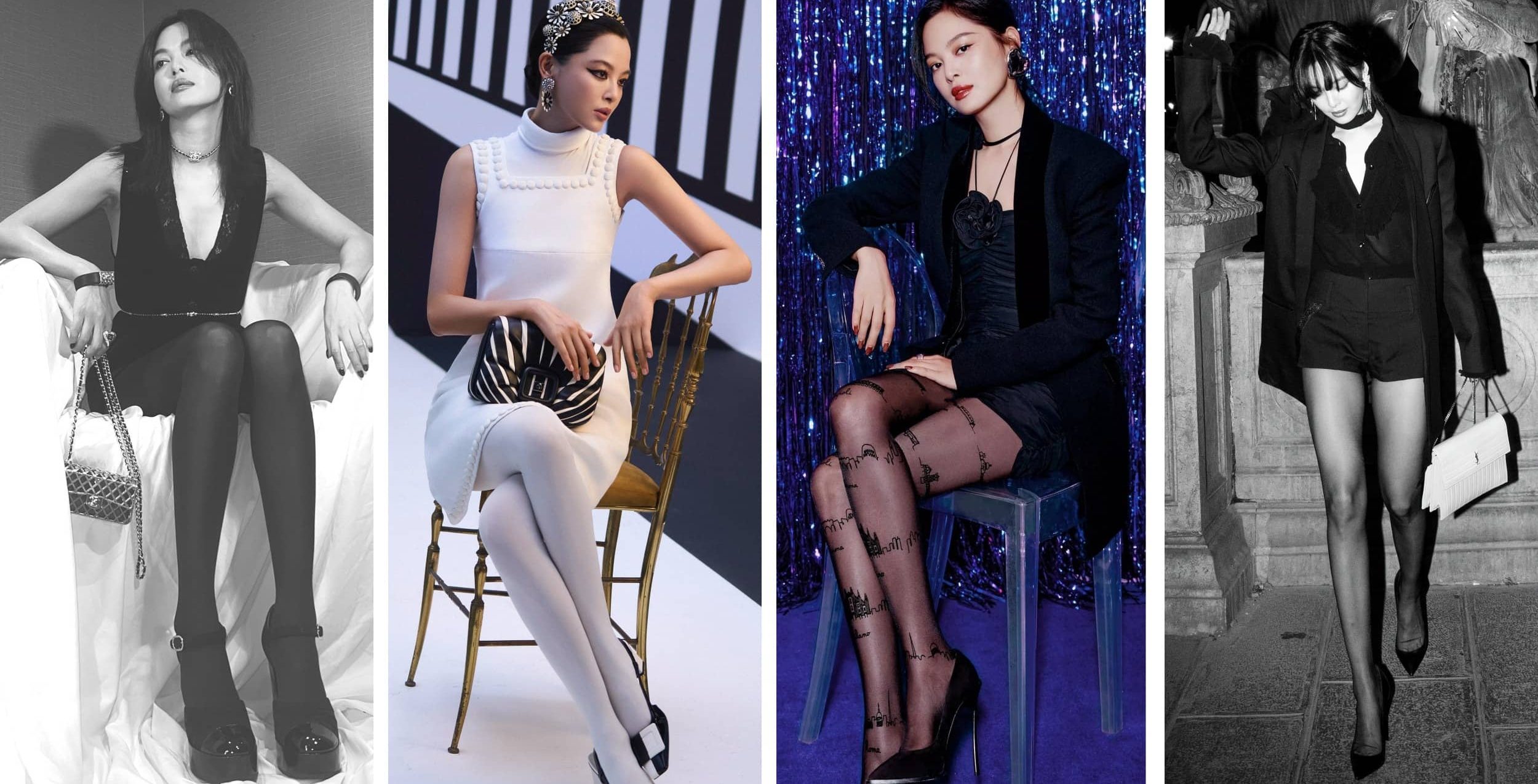 辛芷蕾壁纸：丝袜妆造大长腿
