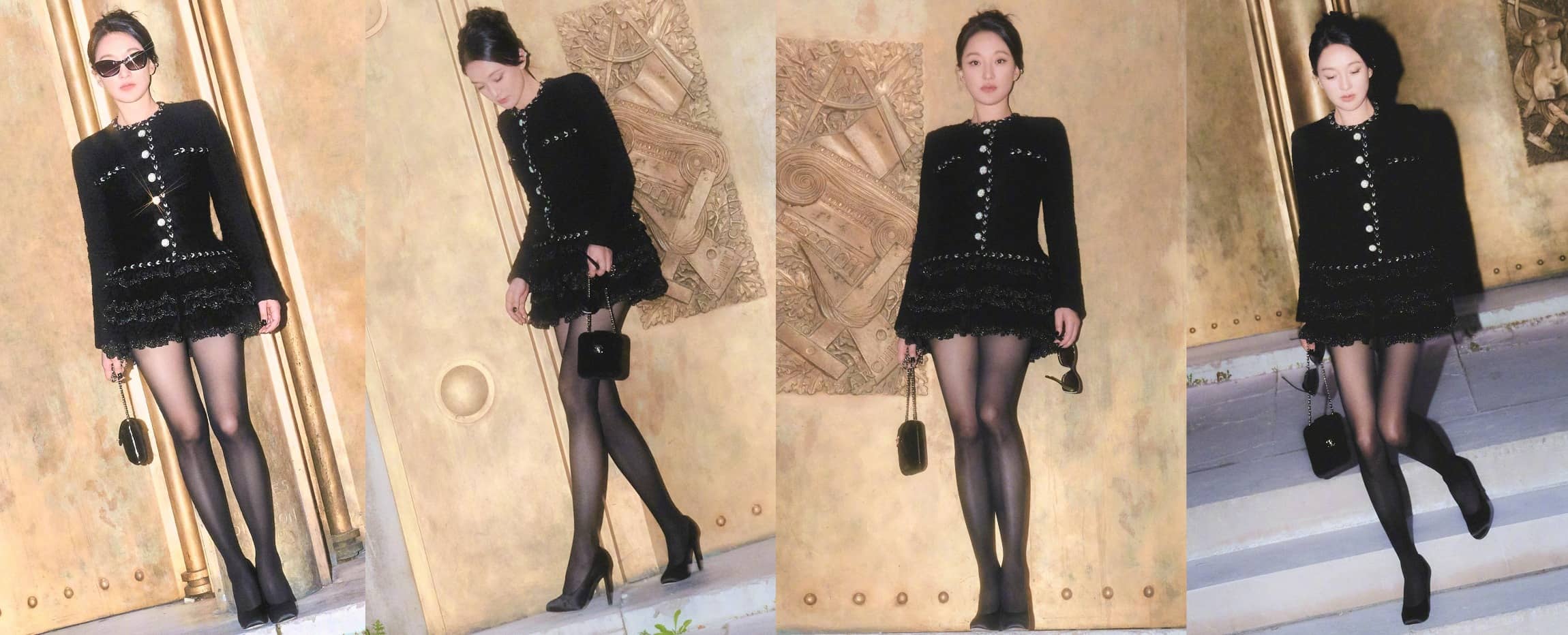 周迅，黑色小香风，真的好优雅