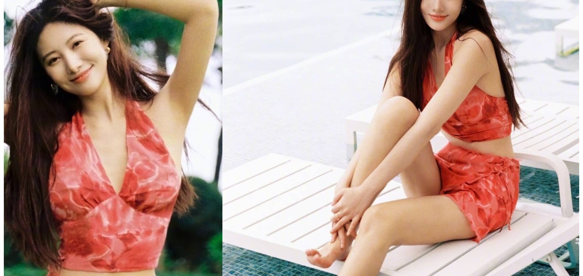 吴优红色泳装精选