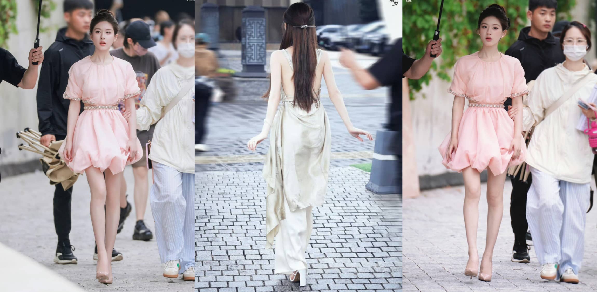 赵露思公主架到，裙子配高跟，甜酷可人