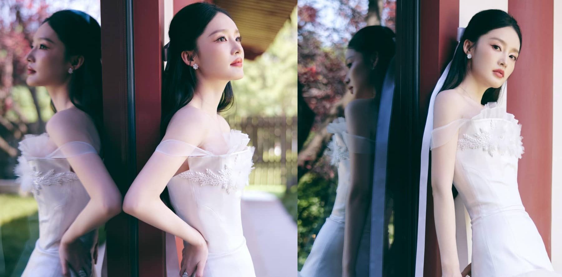 李沁，迷人白纱裙，那一回眸绝美