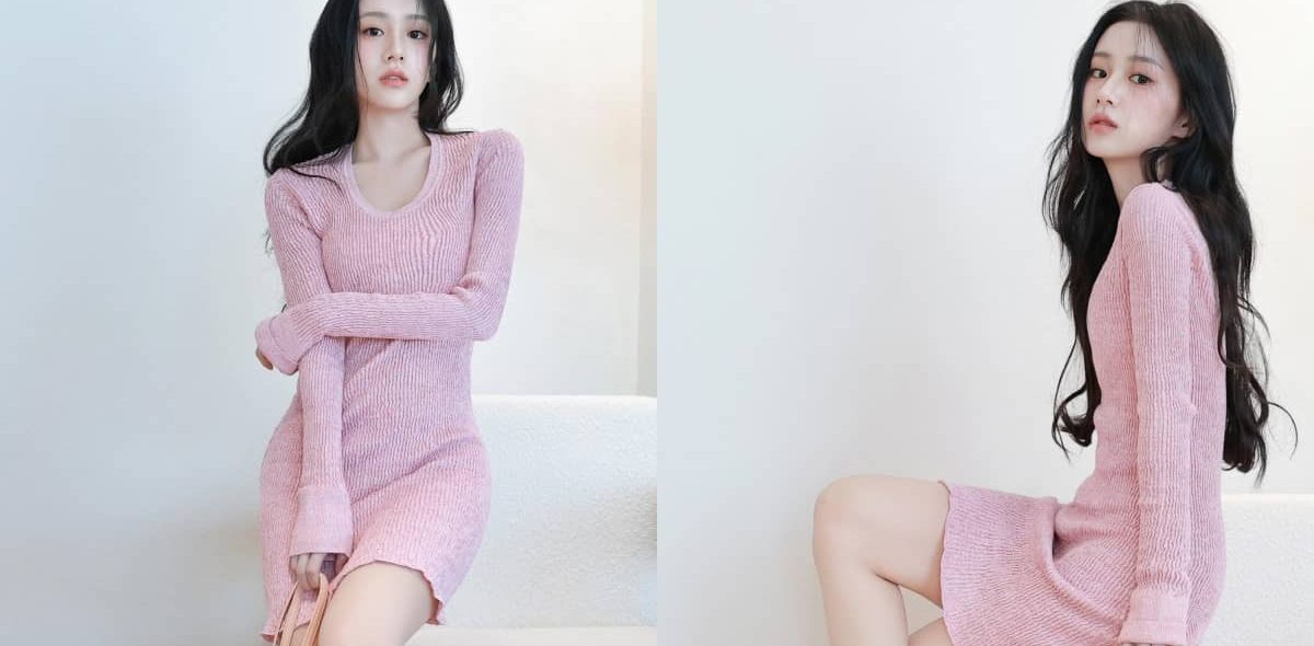 包上恩写真壁纸：粉裙美腿小仙女