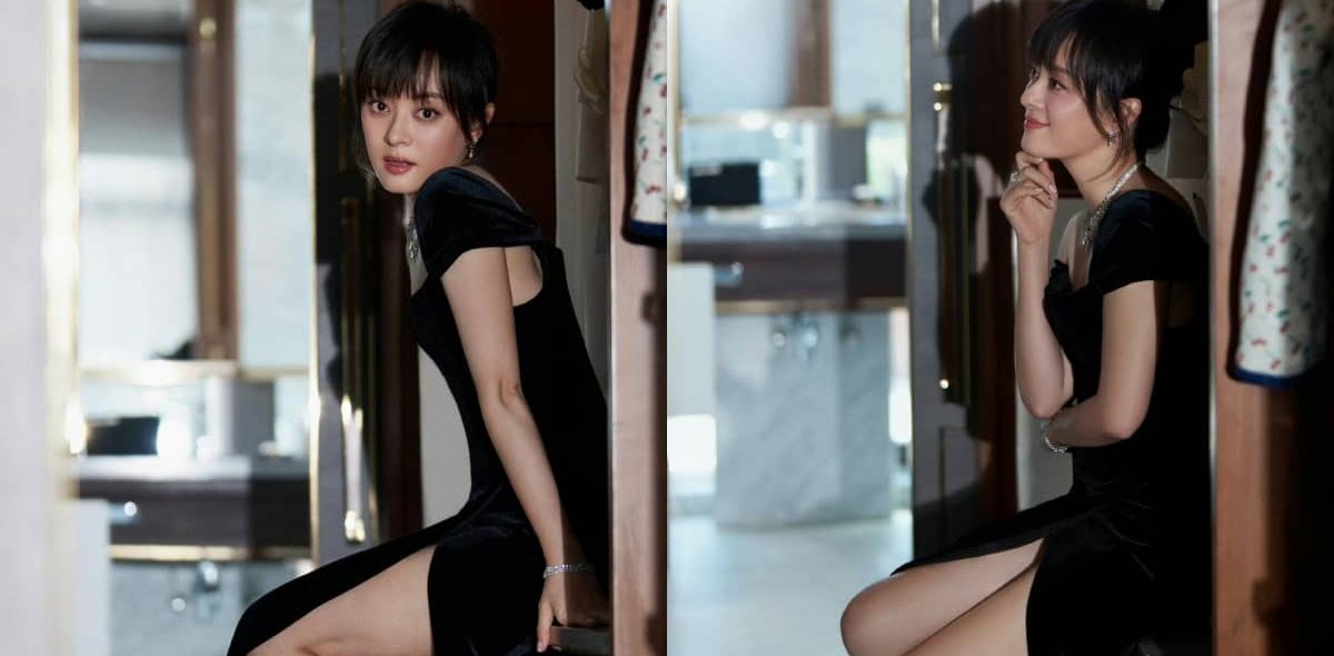 孙俪黑裙美腿穿搭，特别的静谧优雅