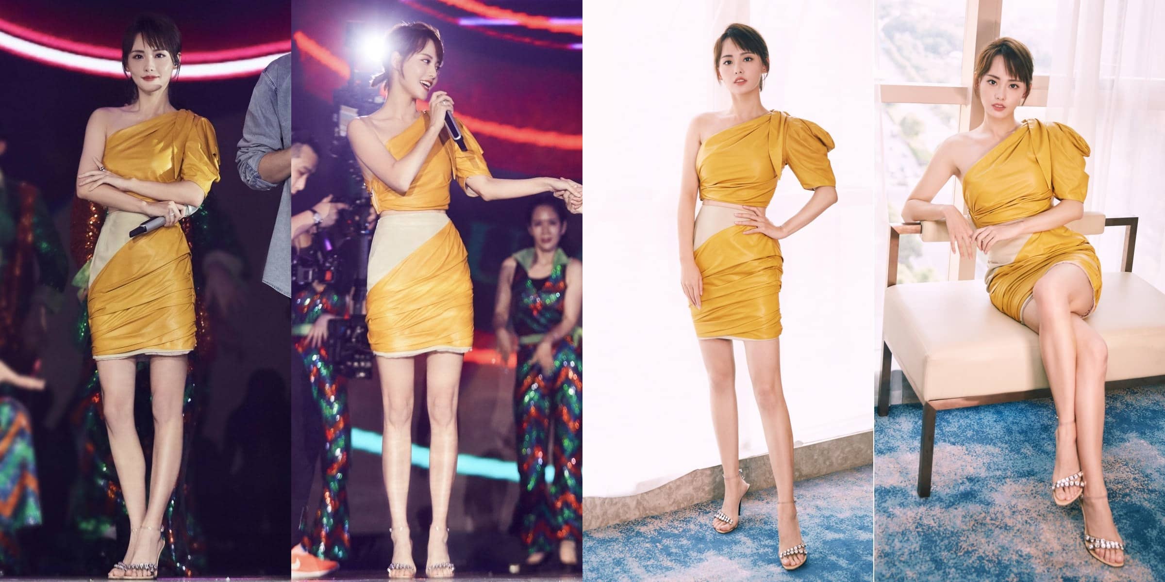 张嘉倪，一字带高跟大长腿，身材真好