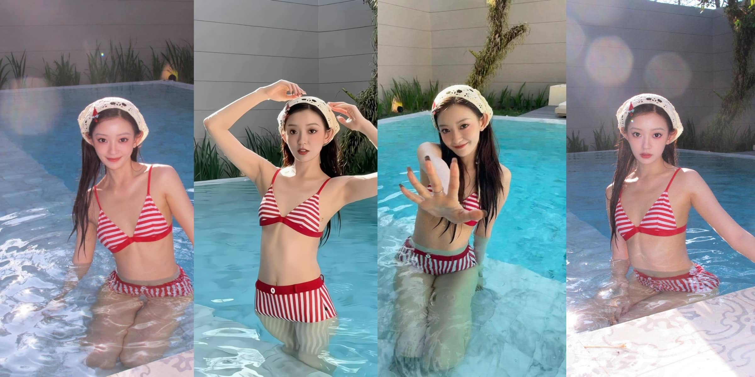 罗予彤，一组好看的泳装穿搭