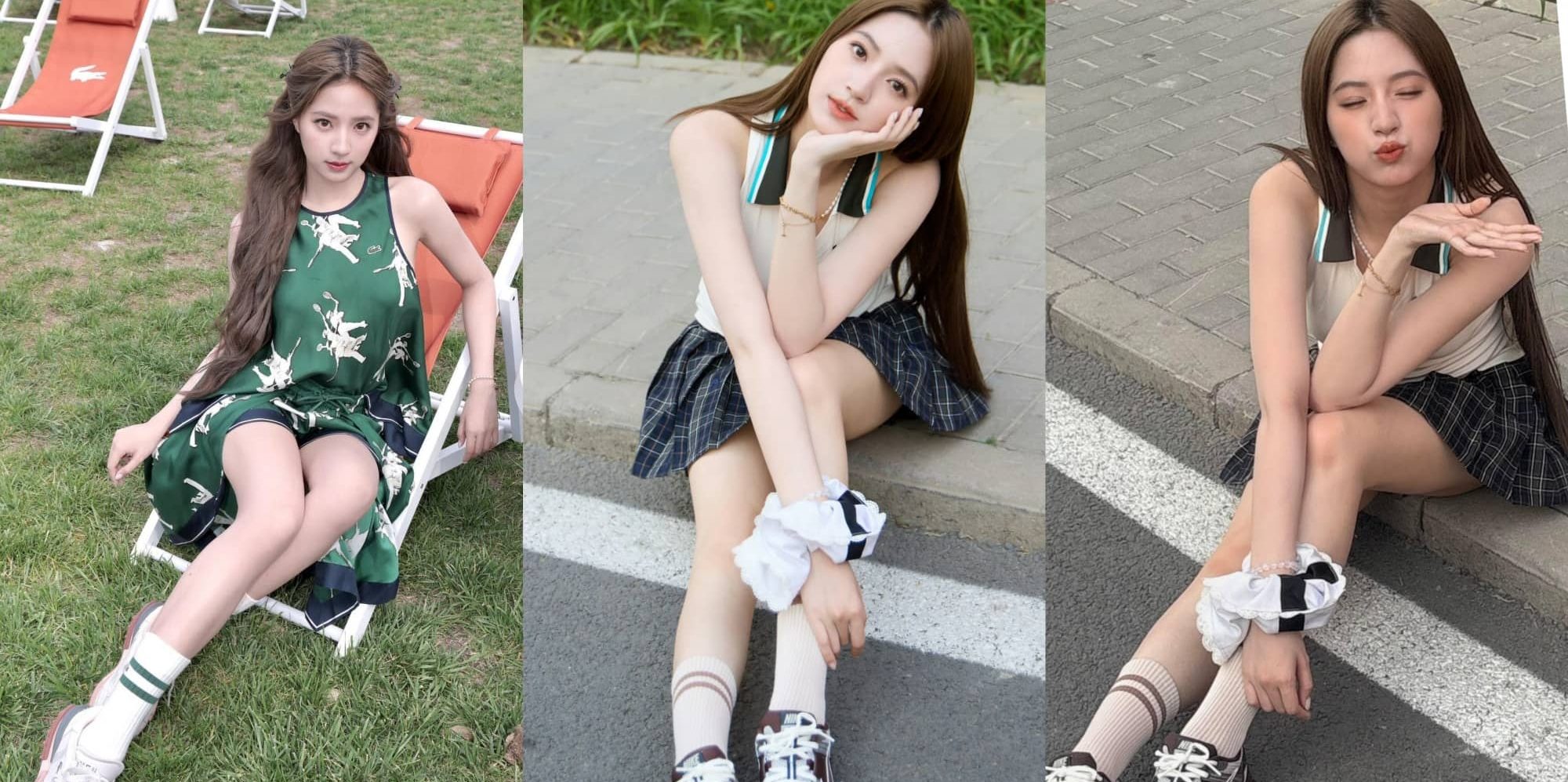 欧阳娣娣手机壁纸：夏日穿搭美腿姐姐