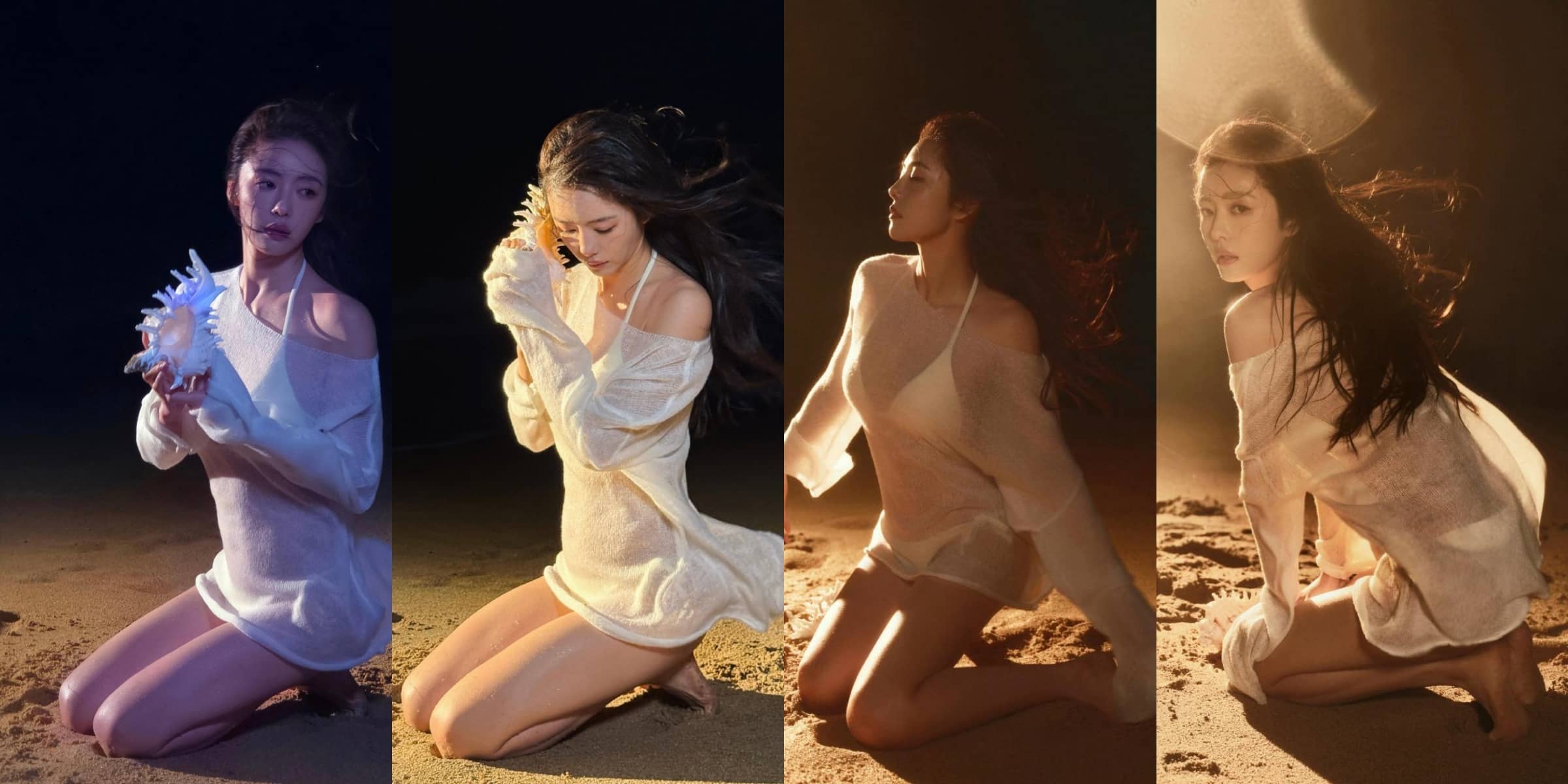 蔡文静｜白色沙滩泳装好身材穿搭