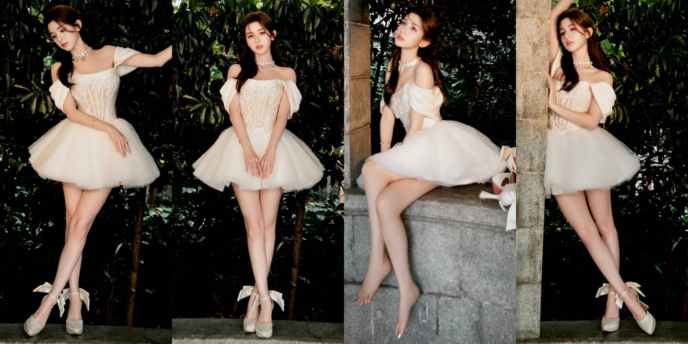 哈妮克孜写真精选：柔美白裙，精致甜美