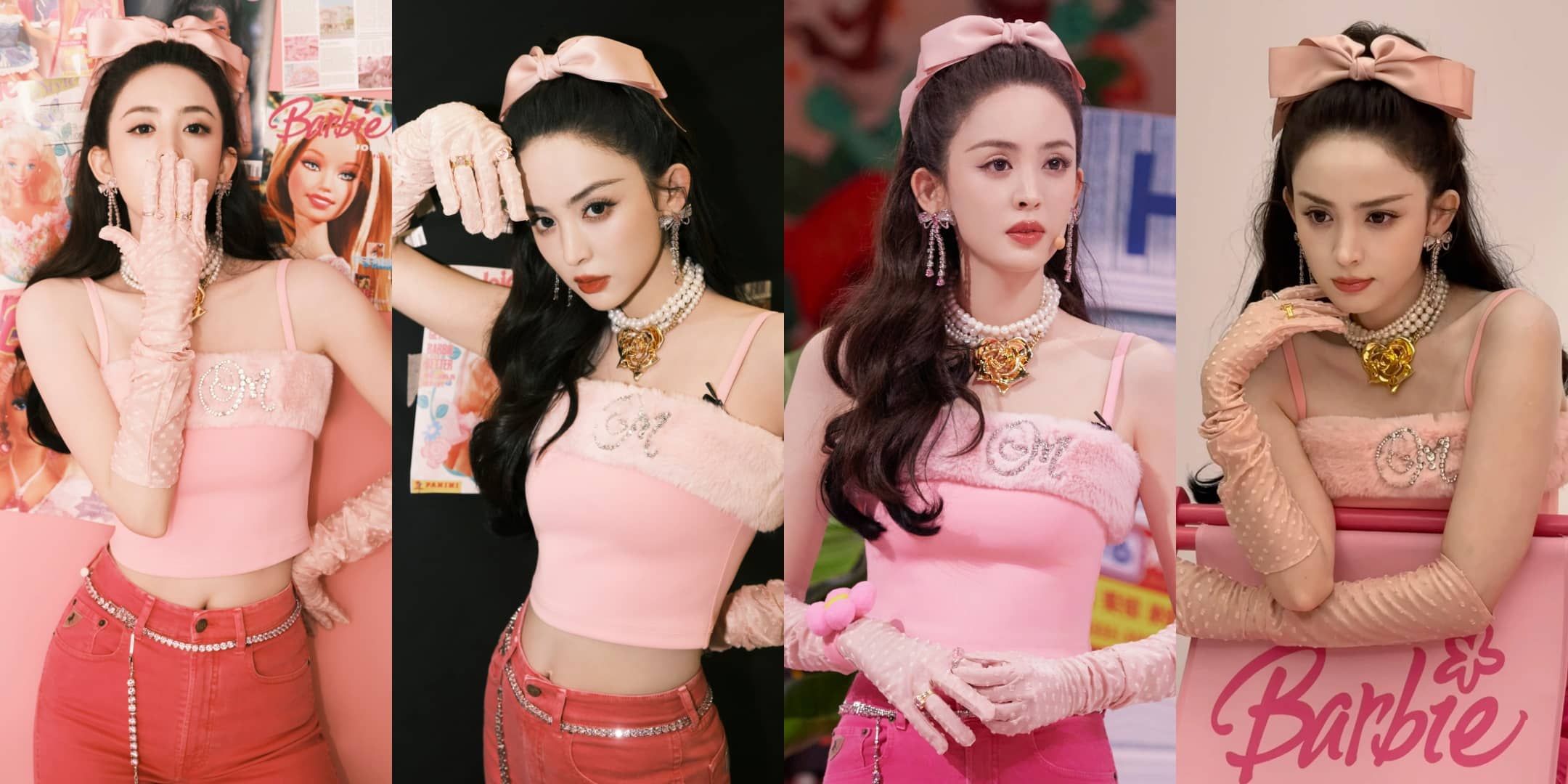 古力娜扎：少见的粉色蕾丝攻速手套，粉嫩可爱